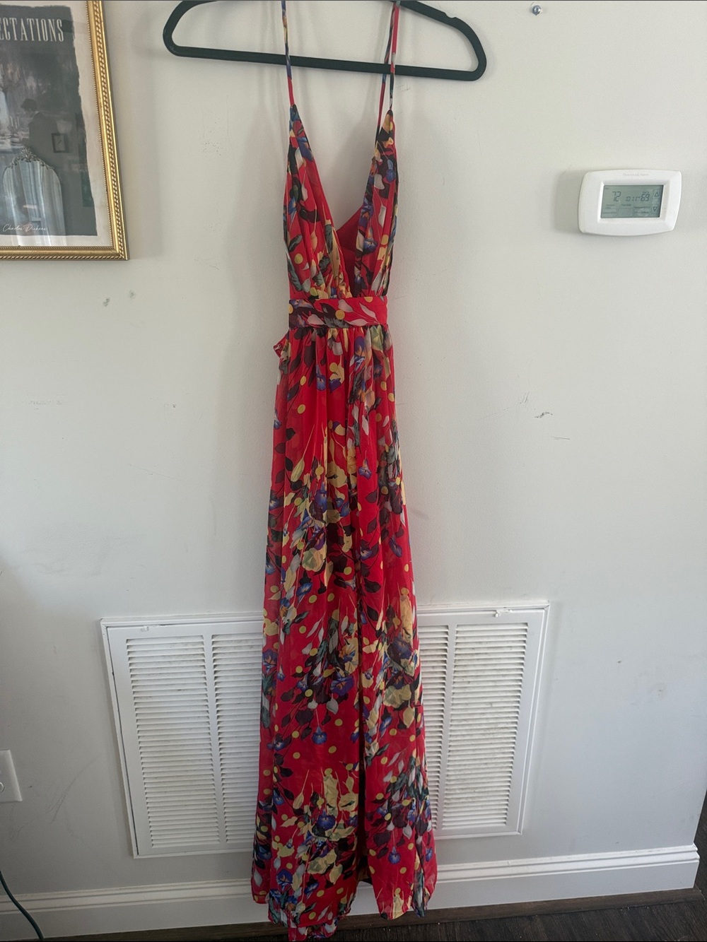 Luxxel Red Floral Wrap Maxi Dress